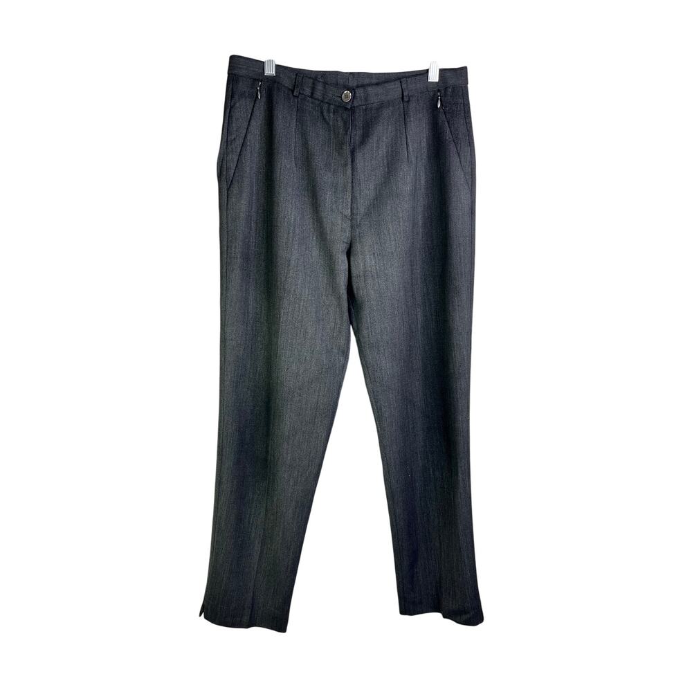 Womens Trouser Pants EU40 Charcoal Gray Made in‎ France Zip Pockets Old Money